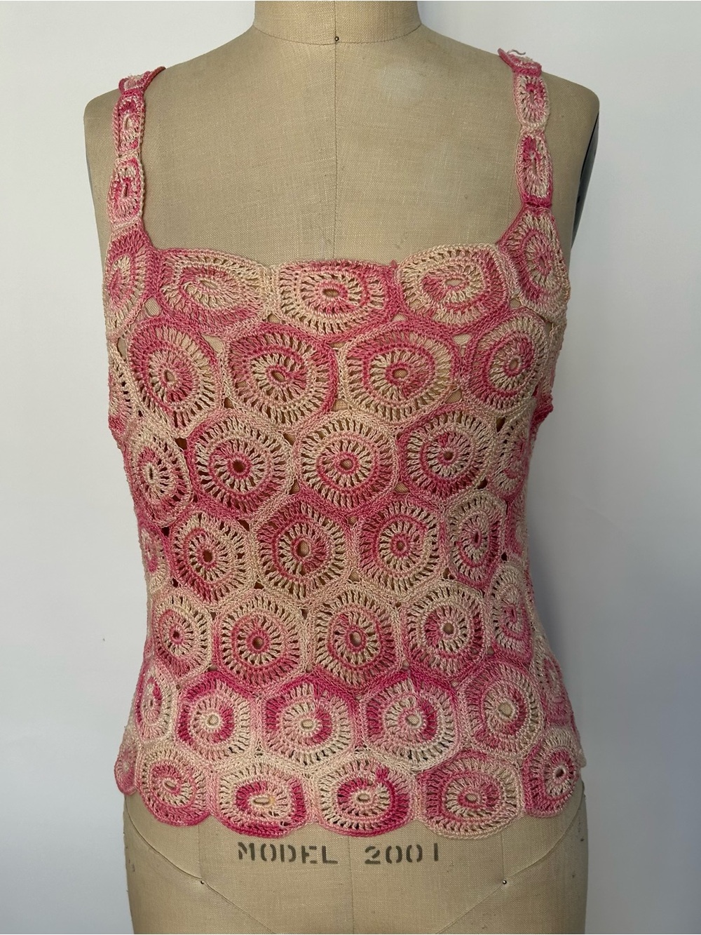 Hand-Crocheted Pink Gradient Tank Top